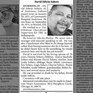 Obituary for David Edwin Sobers